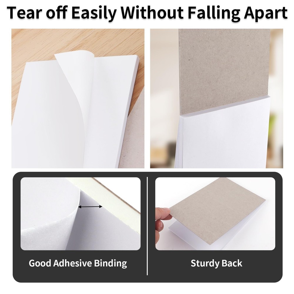 Hoiny Note Pads 3x5 In, 8 Pack Blank Notepad, White Scratch 3x5,