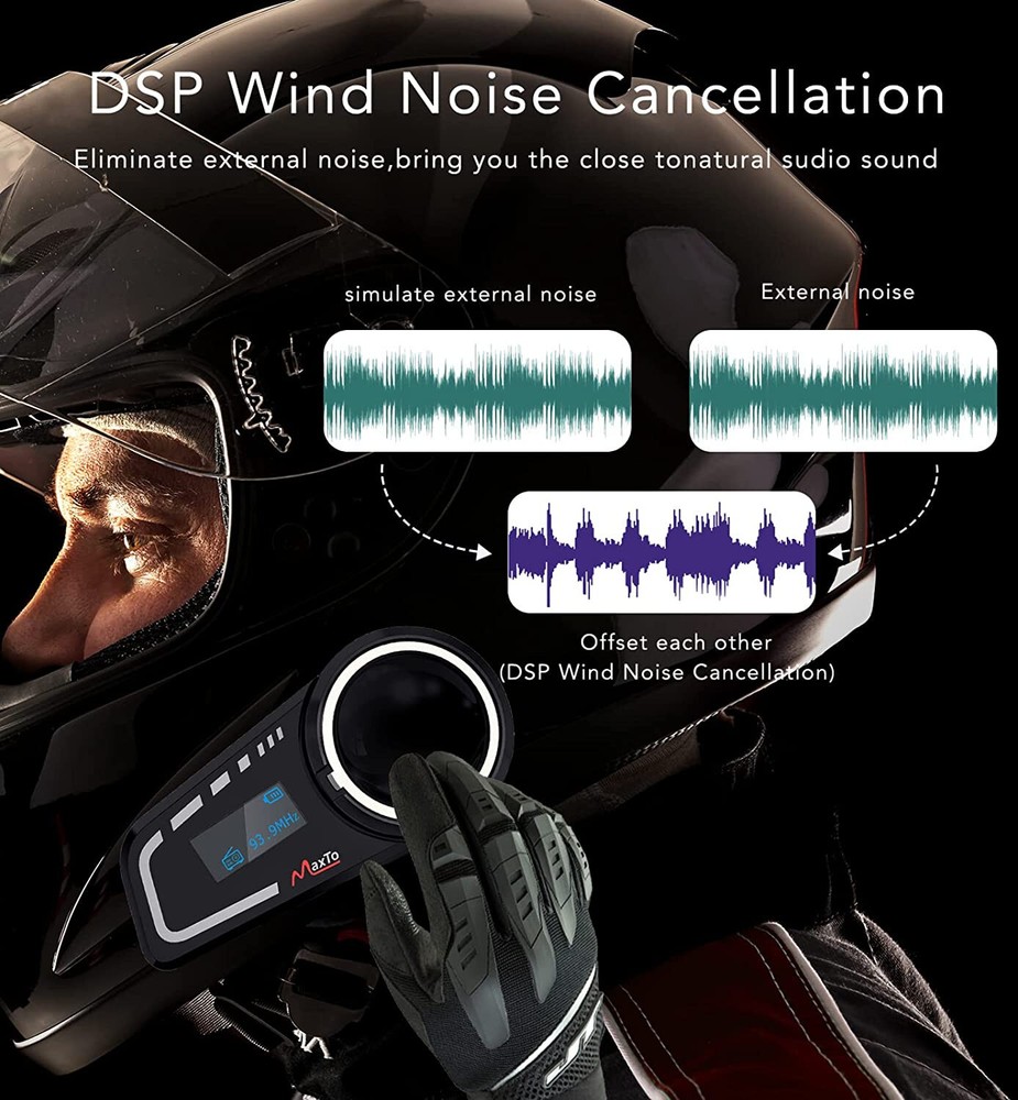 Bluetooth Intercom Headset 1000M 6 Riders Group Helmet Communication System