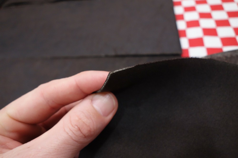 HORWEEN EBONY ROWDY SHRUNKEN BISON 4 oz. LEATHER, UNEVEN BACK TEXTURE, COLOR..
