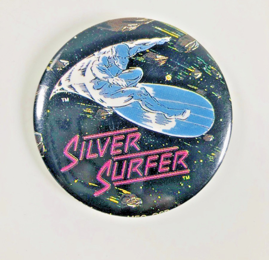 Silver Surfer Marvel Pinback Button 1989 Round 2 Inch