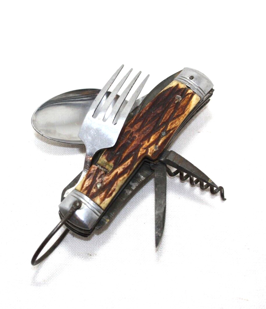 Knife Antler Handle Tools Utensils Steel Blades Stainless Fork Spoon