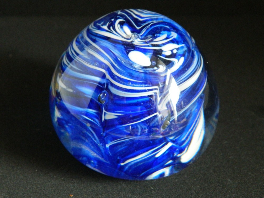 Blue White Swirl Paperweight