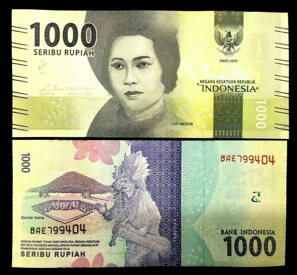 Indonesia Note 1000 Rupiah Banknote Currency BILL UNC