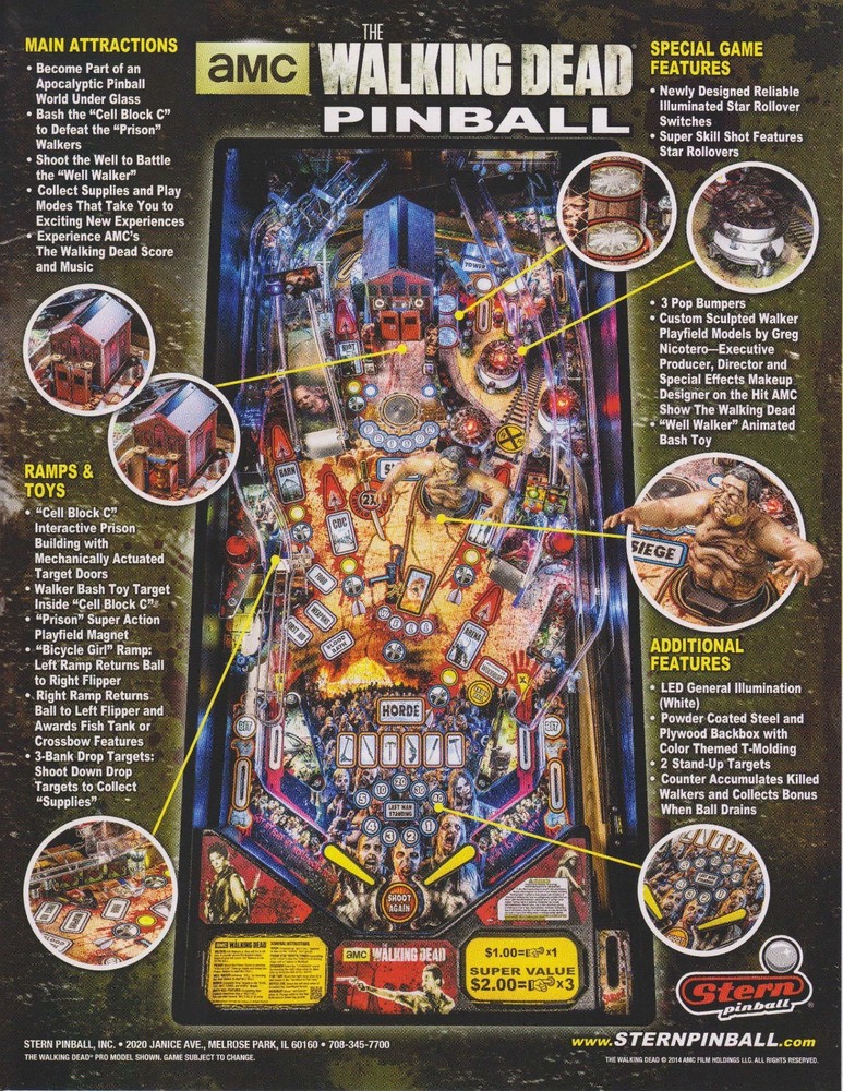 2014 STERN THE WALKING DEAD PINBALL FLYER