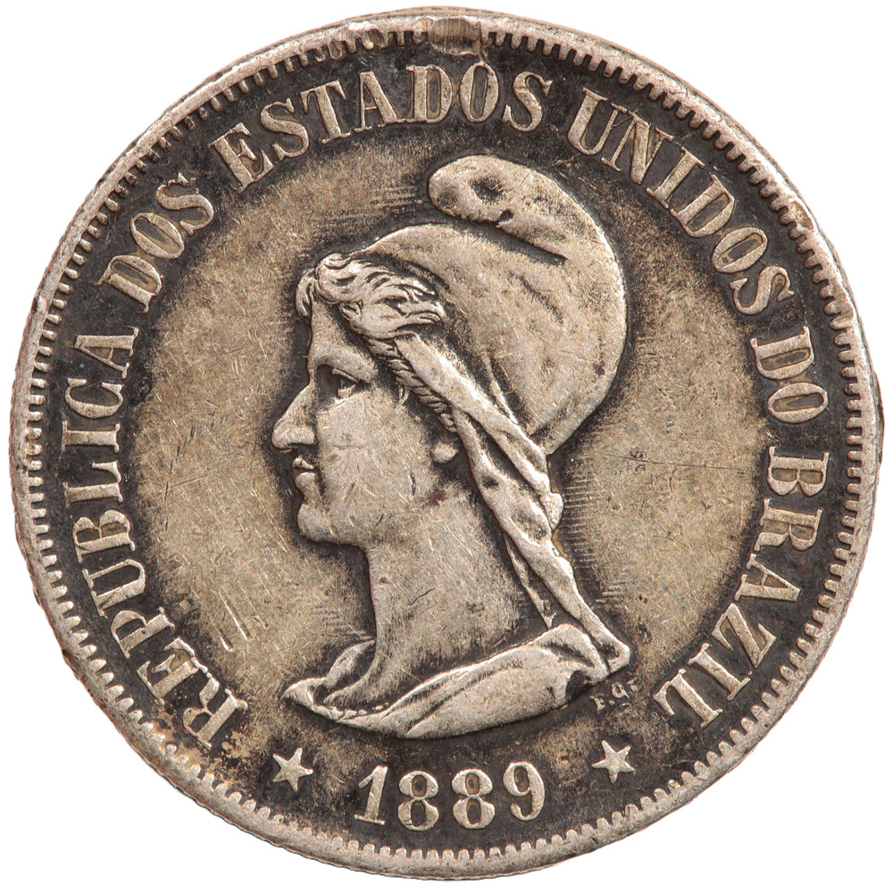 1889 BRAZIL 500 REIS SILVER COIN