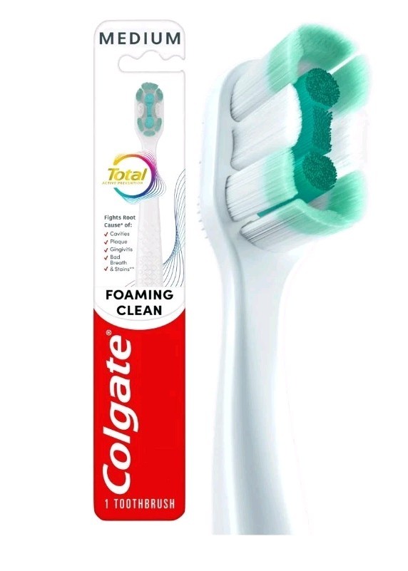 2 Colgate Total Foaming Clean Toothbrushes and 2 Colgate 360 Toothbrushes Bundle