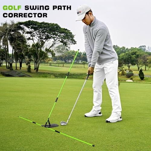 Golf Alignment Stick Trainer with Adjustable Swing Plane Guide, Full Swing