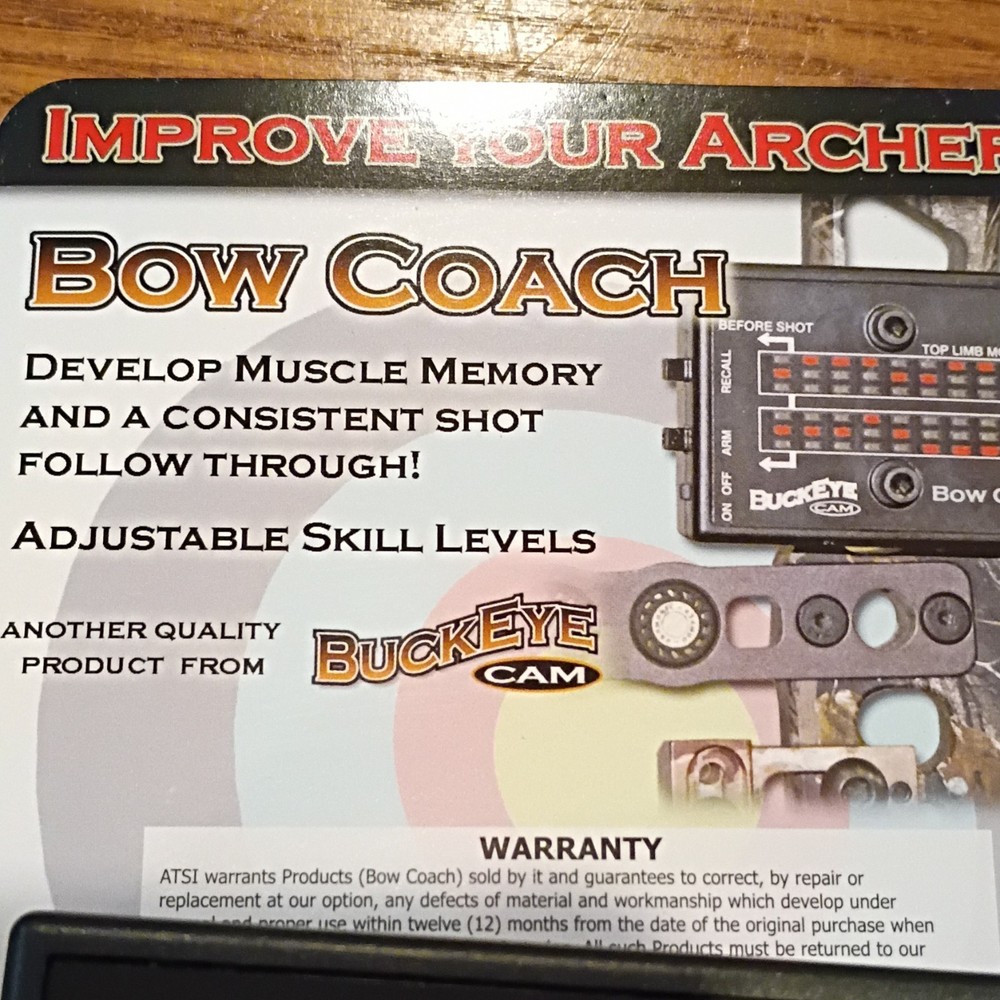 BuckEye Cam Bow Coach Archery Training Device Black Adjustable Skill Levels