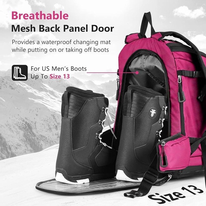 Ski Boot Backpack Waterproof Durable W/ Extra Pockets Helmets Accessories New