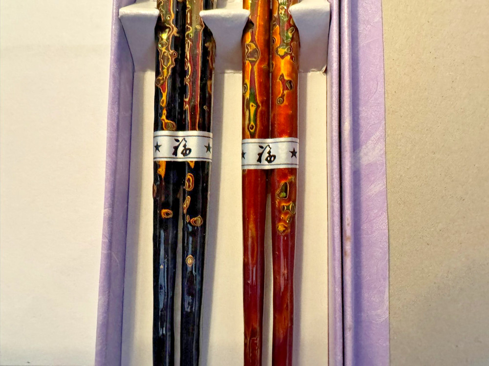 AUTHENTIC KOREAN CHOPSTICKS Design Multicolor Glossy Reusable 2pcs