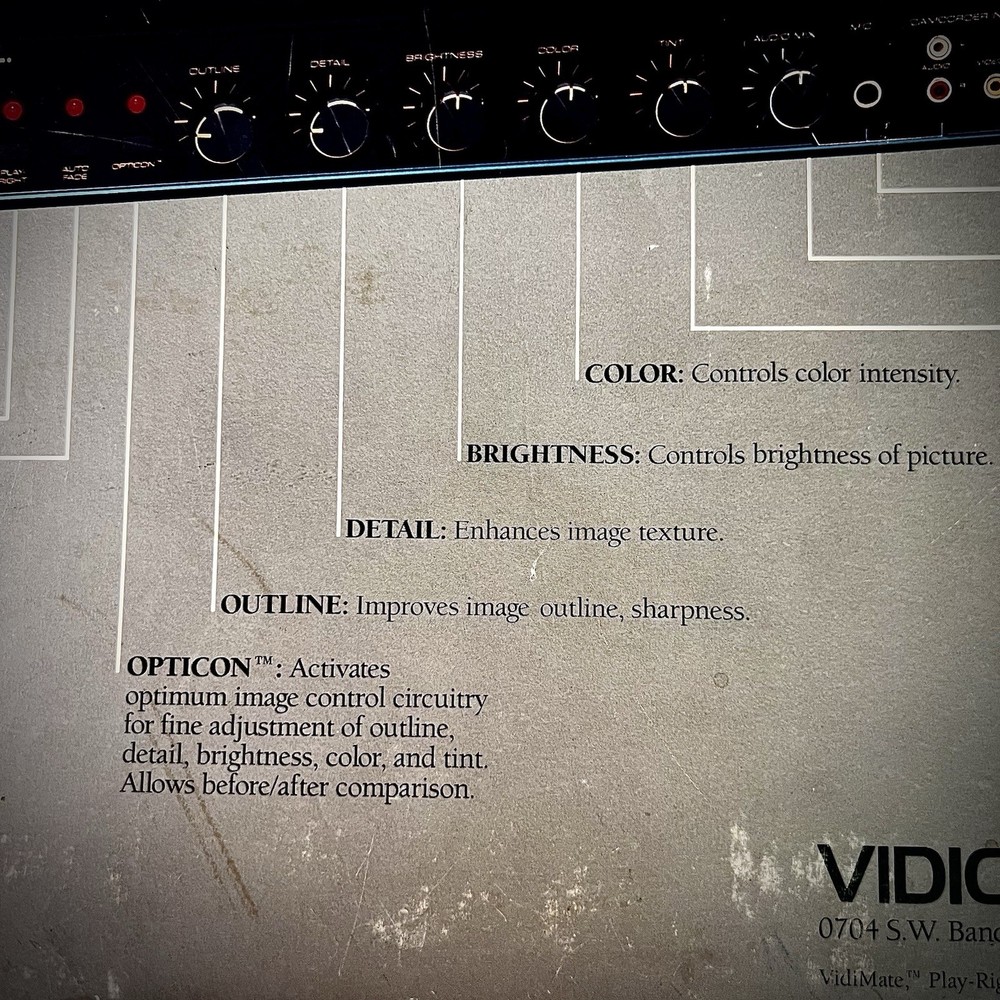 VIDICRAFT VidiMate Digital Stabilizer Opticon Processing July 1988 VDM-100