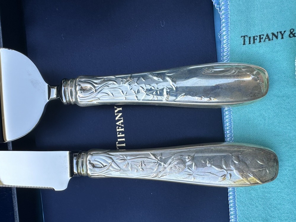 Authentic Tiffany Cake Servers Sterling Silver in box