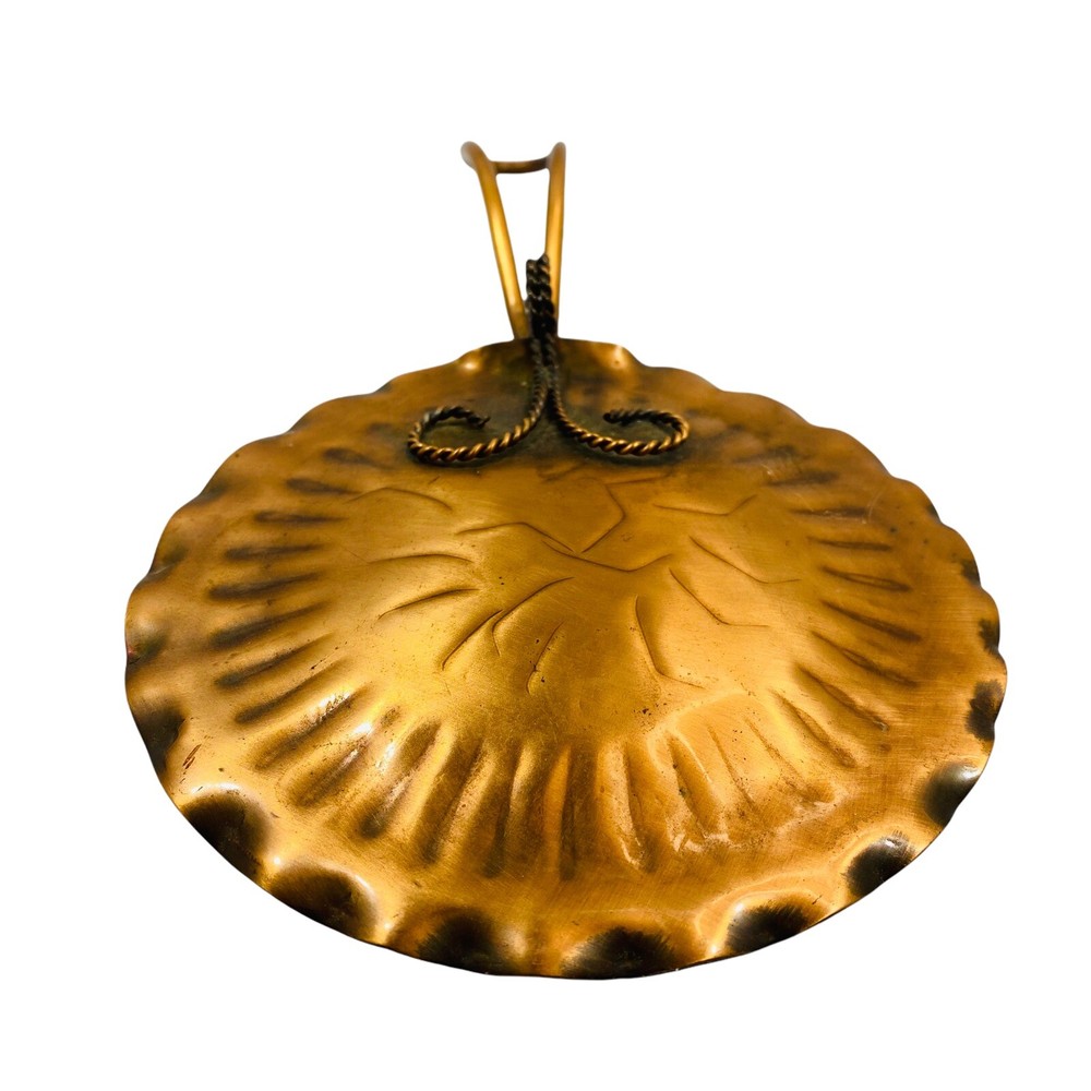 Vtg Solid Gregorian Copper Hand Hammered Butler Pie Crust Crumb Ash Collector