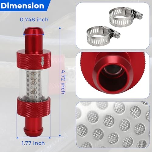 3/4" Universal Filter Inline Heater Core Coolant Filter Red
