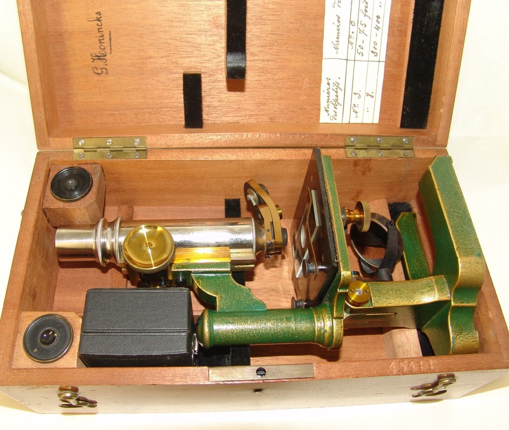 rare antique brass Microscope № 45411, original box