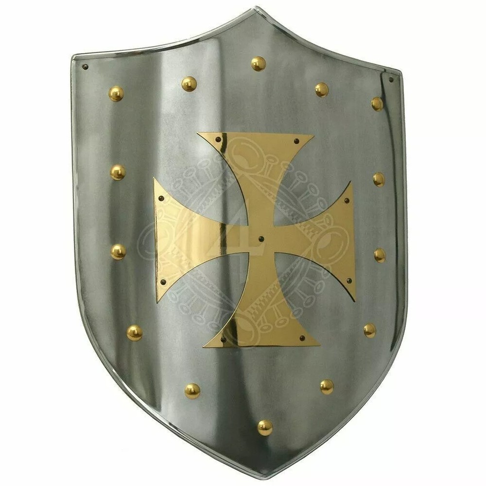 Medieval Shield with brass Templar cross Knight Armor Shield