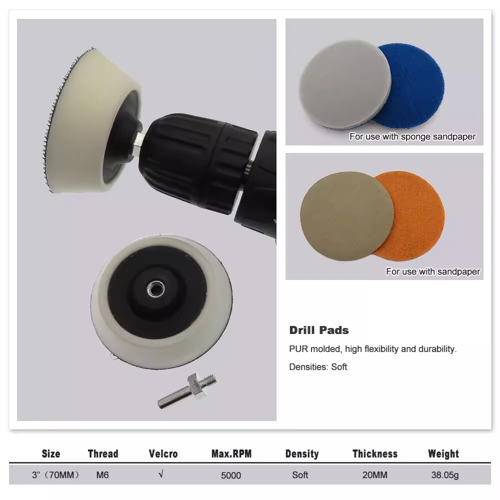 50mm 70mm M6 Thread Hook & Loop Sanding Backing Pad Discs For Sanding Disc Drill