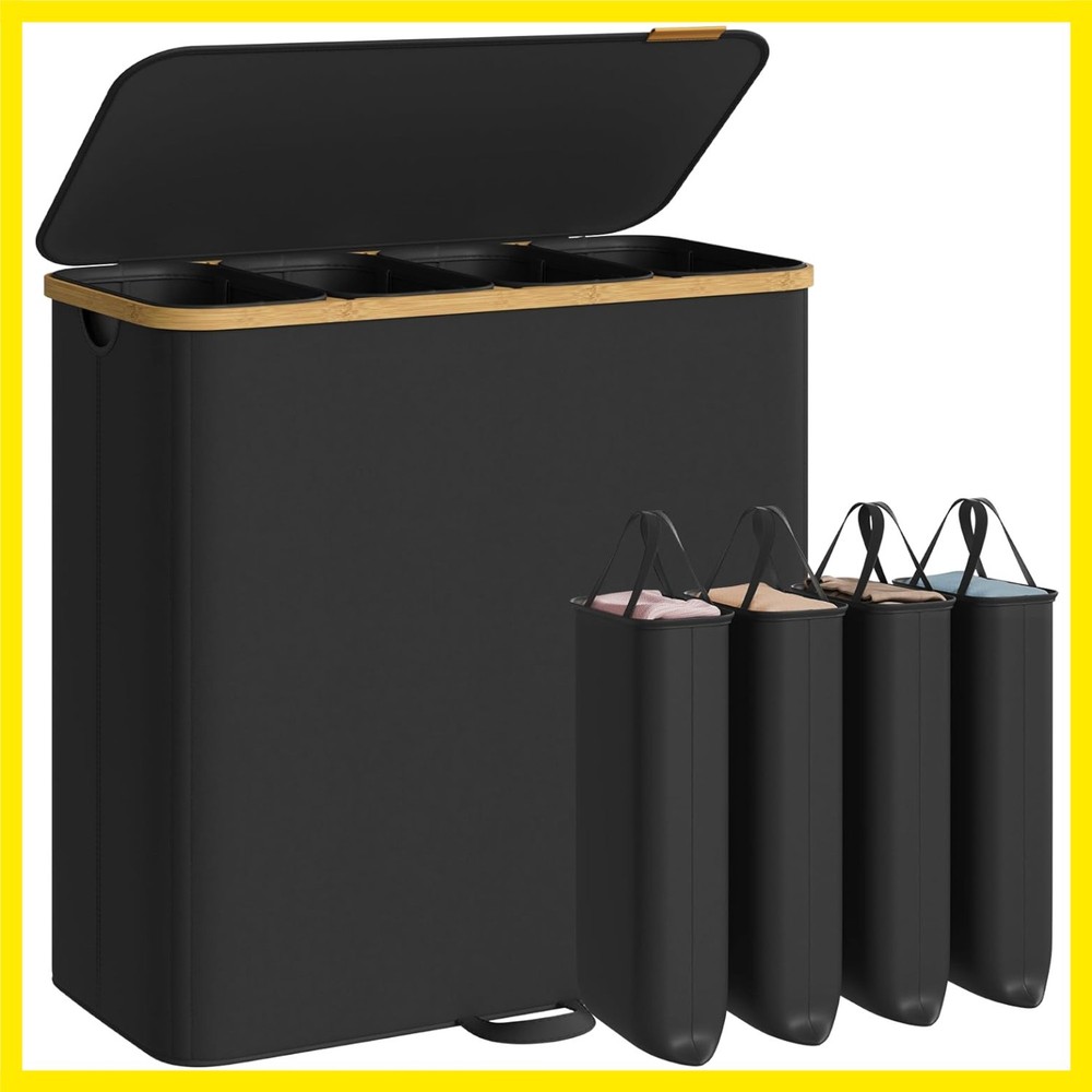 Laundry Hamper, Laundry Sorter with Lid, Storage Basket Bin, Removable Liners...