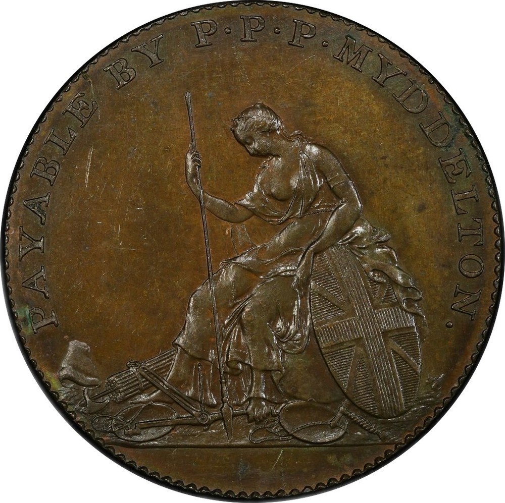 1796 MYDDELTON TOKEN PCGS PR 65 BN