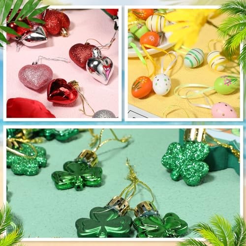 72 Pcs Easter Ornaments for Tree Valentines Day Tree Plastic Glitter Style