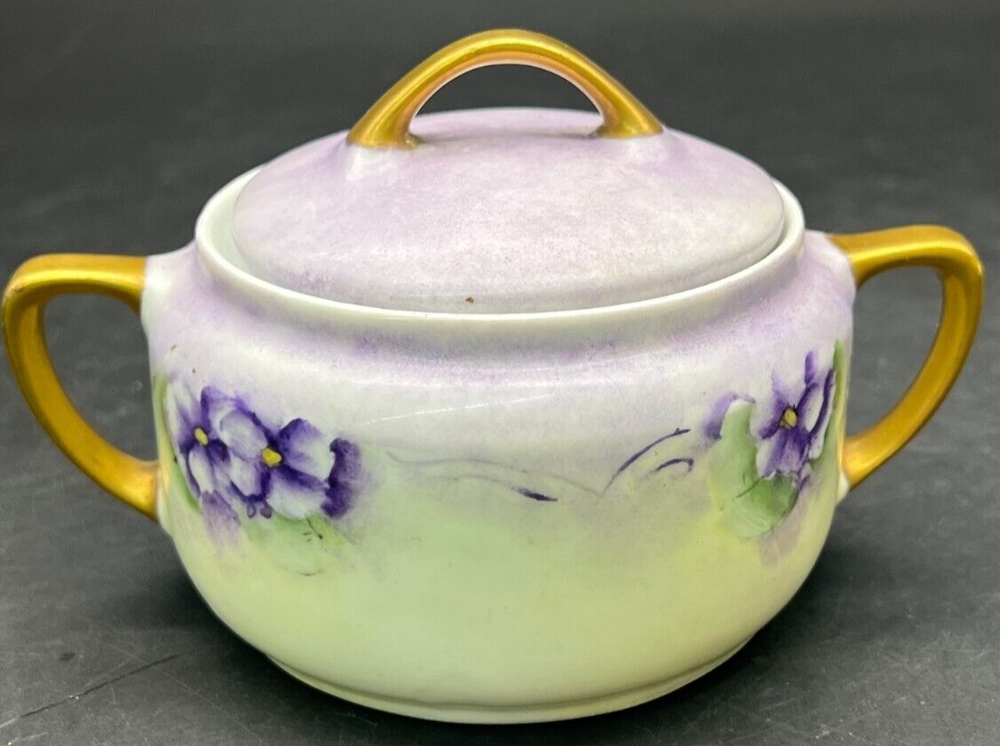 Hand Painted KPM China Sugar with Violets