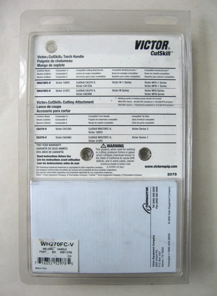 Victor CutSkill WH270FC-V Welding Torch Handle Medium Duty