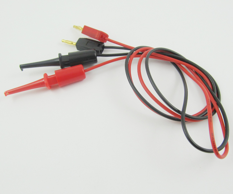 2pair 0.5M 2mm Gold Stackable banana plug to Small Test Hook Clip Cable Probes