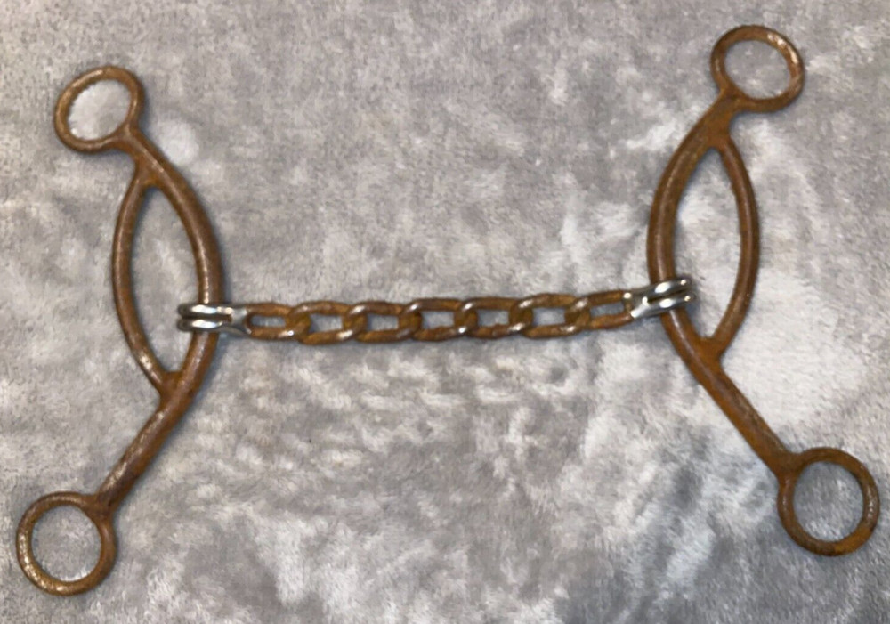 5 1/2'' BRUSHED BROWN IRON DOTTED CHAIN WESTERN BIT