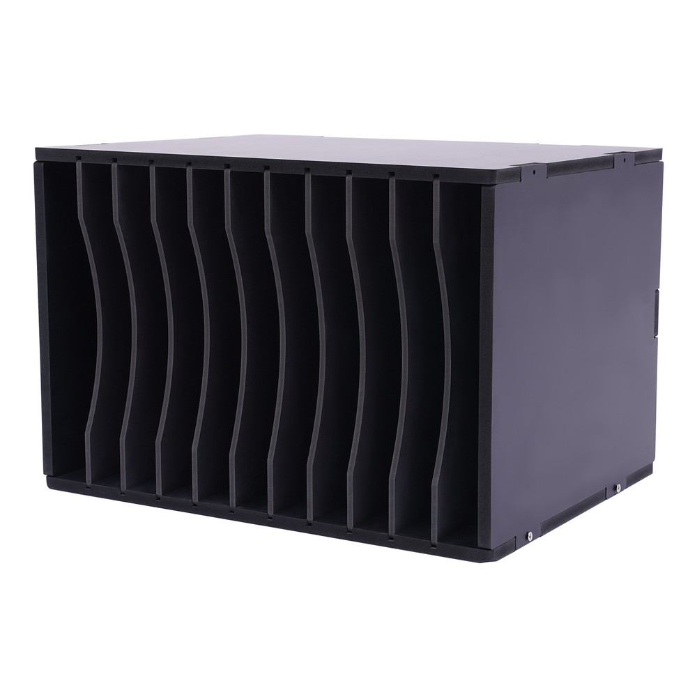 Vertical Desktop Sorter, 11 Compartment, Black, Letter-size Shelves