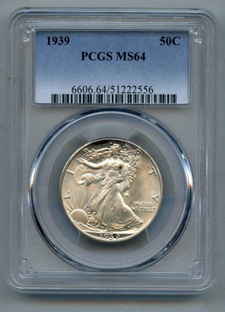 1939 Liberty Walking Silver Half Dollar PCGS MS 64