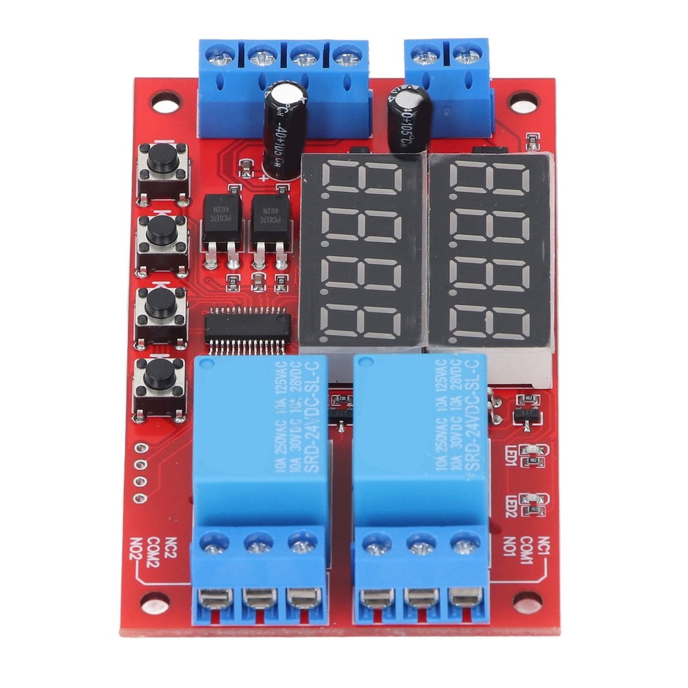 24V 2 Channel Relay Module LED Display Delay Self Locking Cycle Timer Module
