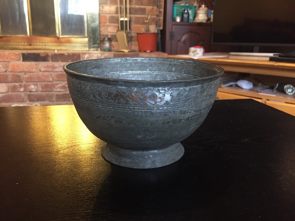 Antique Middle Eastern Tinned Copper Bowl