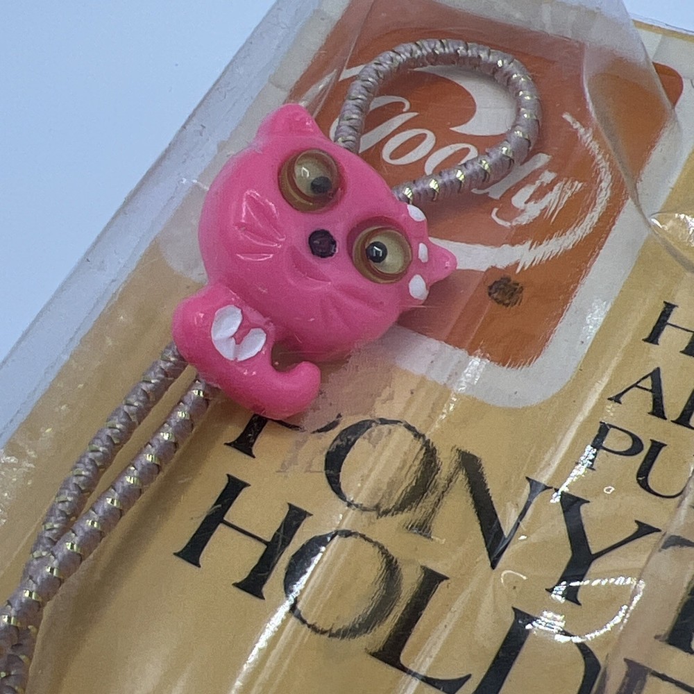 Goody Ponytail Holders Pink Cat Adjustable Pull Tight Vintage 1982