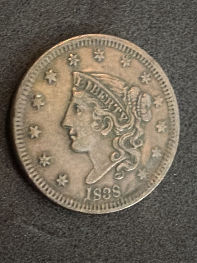 1838 coronet head large cent