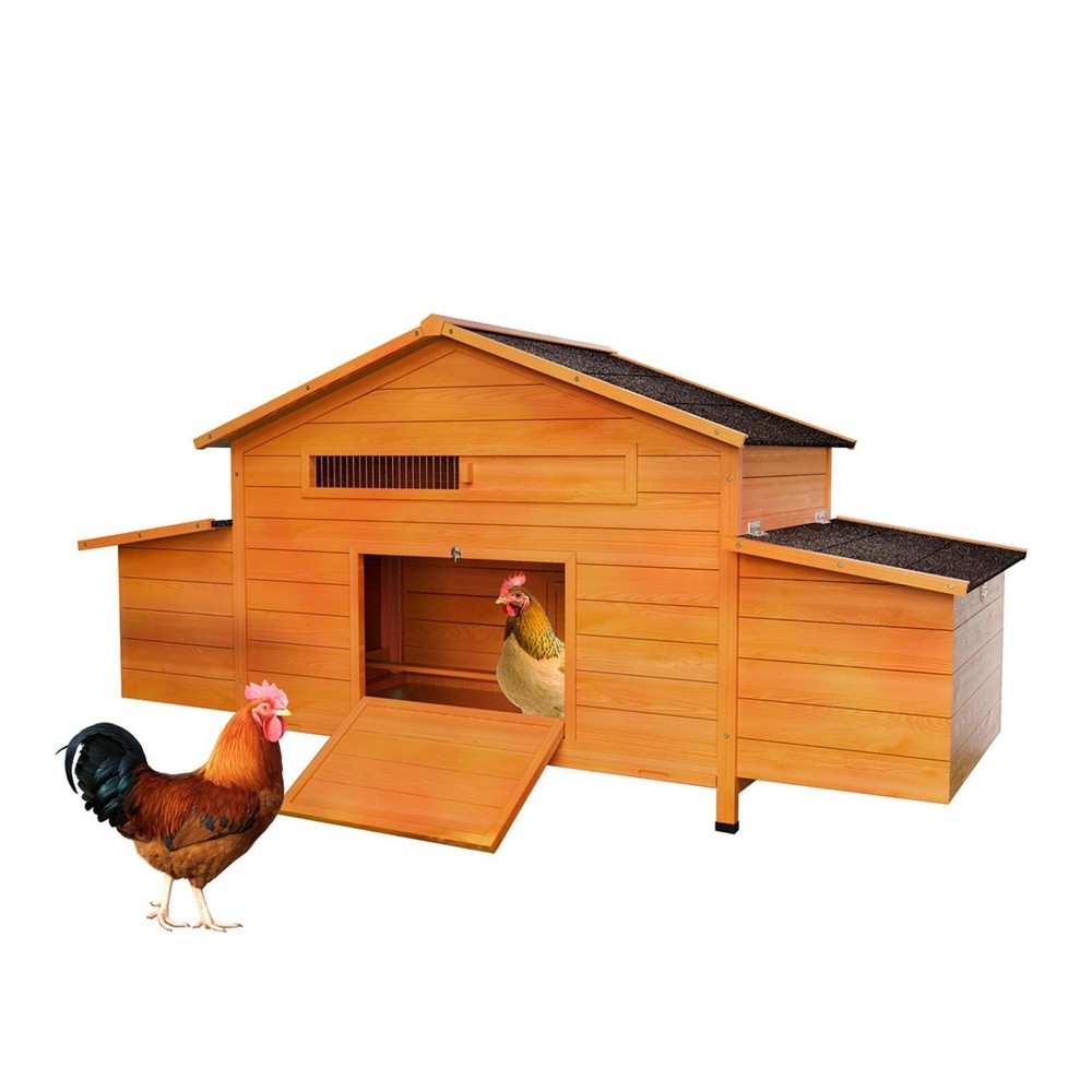 Ventilated Chicken Coop with Nesting Box Tray Easy Access Secure Hutches for