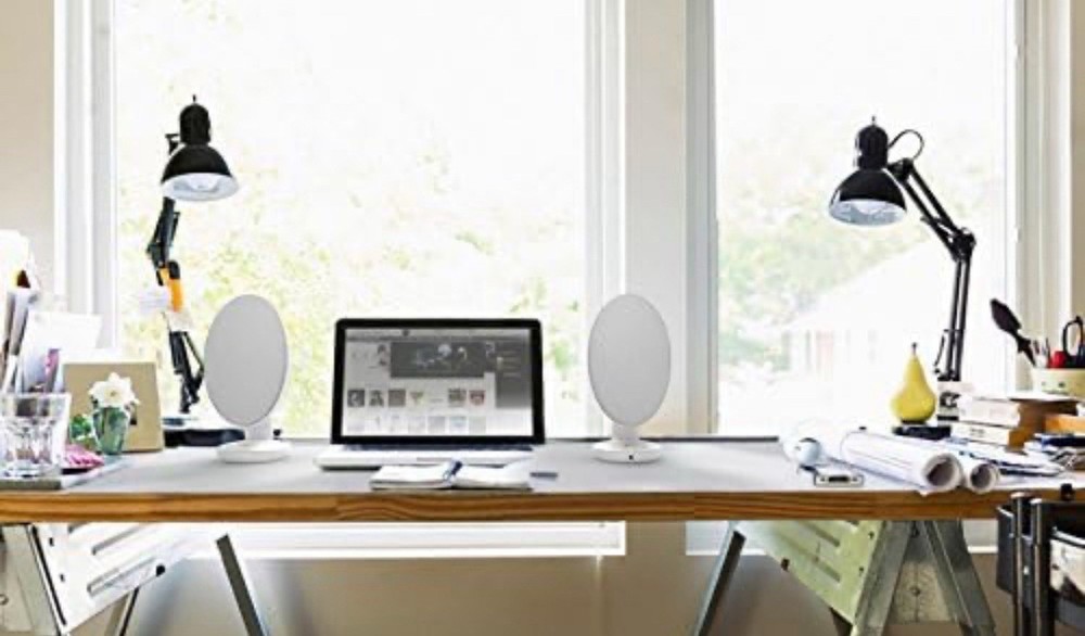 KEF EGG Versatile Desktop Speaker System - Gloss White (Pair)