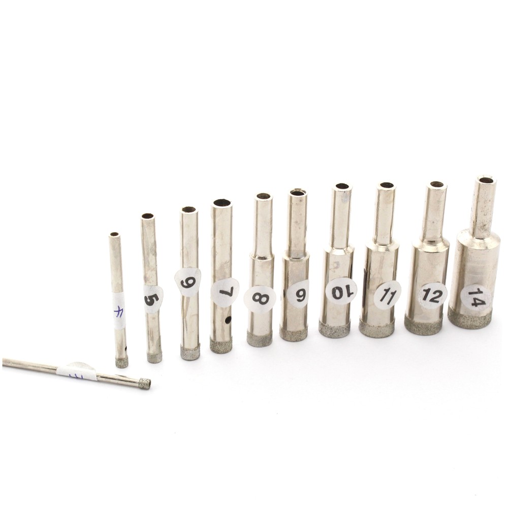 11Pcs 3-14mm Super-Thin Diamond Drill Bits Hole Saw Lapidary Tools for Gem Stone