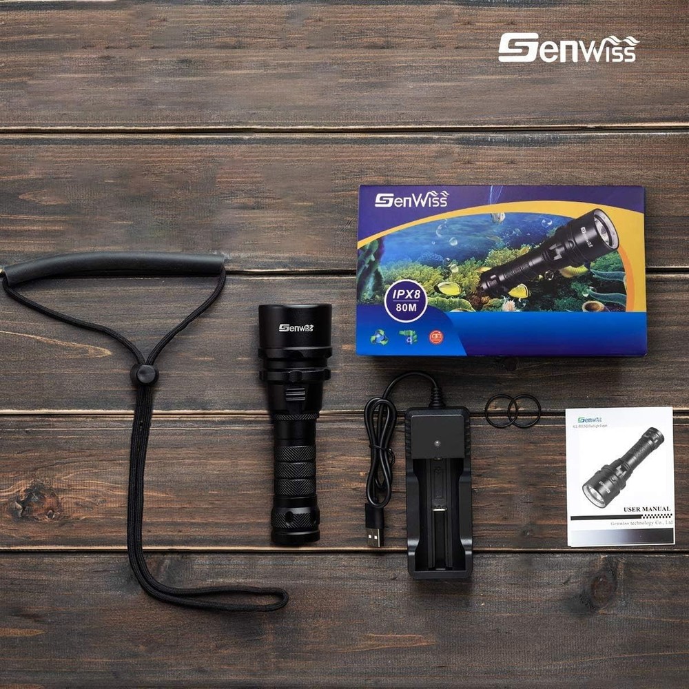 Compact Diving Flashlight 2000 Lumens, Waterproof