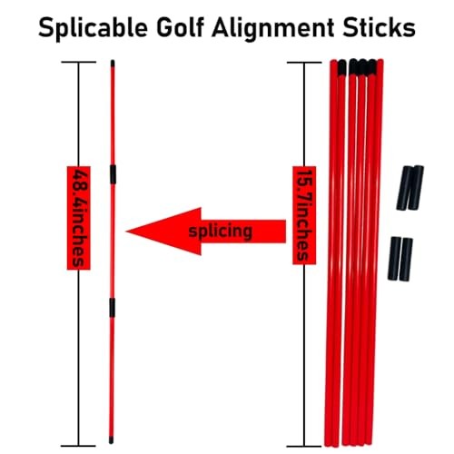 Golf Alignment Sticks and Angle Holder Set with Two Angle Holders, Works black