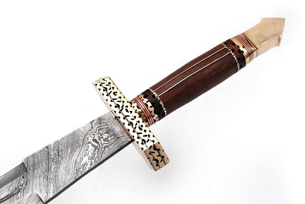 CUSTOM HANDMADE DAMASCUS STEEL SWORD FOR LEATHER SHEATH