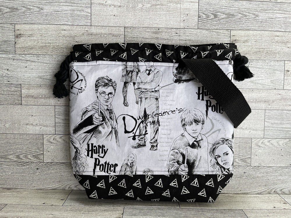 Project Bag Drawstring Knitting Crochet Craft Tote Size Medium