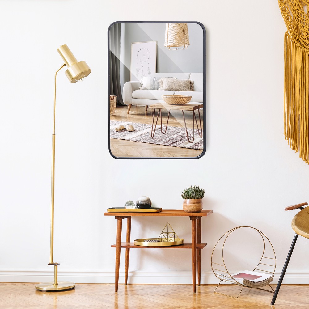 30" Black Wall Mirror for Bathroom 2PCS Wall Mounted Rectangular Vanity Mirrors