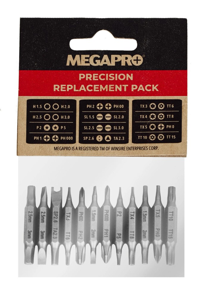 Megapro 6REPL-PREC REPLACEMENT BIT PACK - THE PRECISION | 12 DOUBLE-ENDED BITS