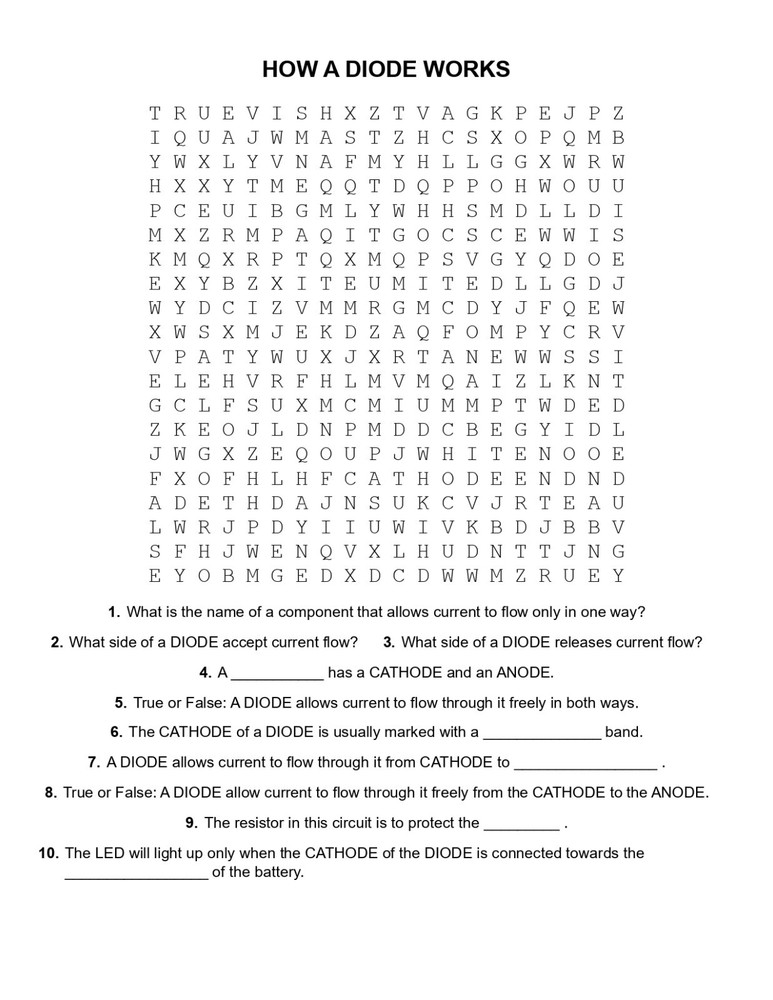5th Grade- Lesson Plan #Exp06 "HOW A DIODE WORKS" Science-Electronics
