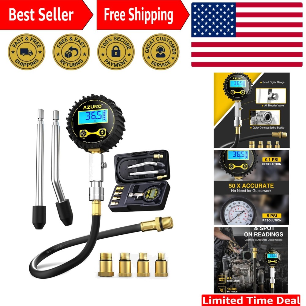 Precision Digital Compression Tester Kit 200 PSI - Complete Automotive Solution
