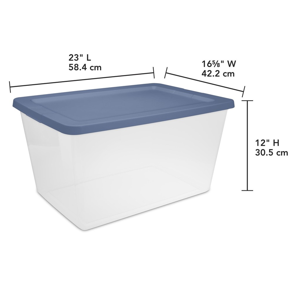 58 Quart Medium Storage Bin Clear Plastic Storage Container W/ Snap-On Lid White