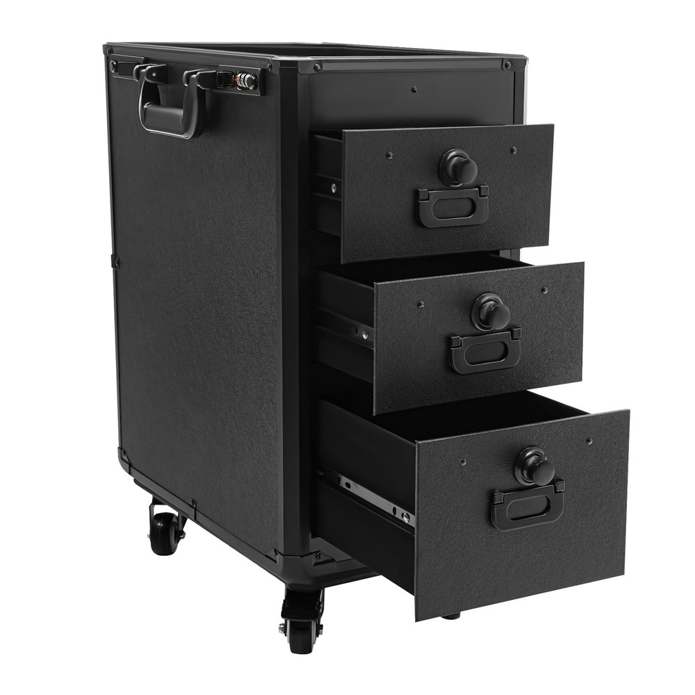 Rolling Makeup Case, Makeup Case with 4 Universal Wheels Combination Lock