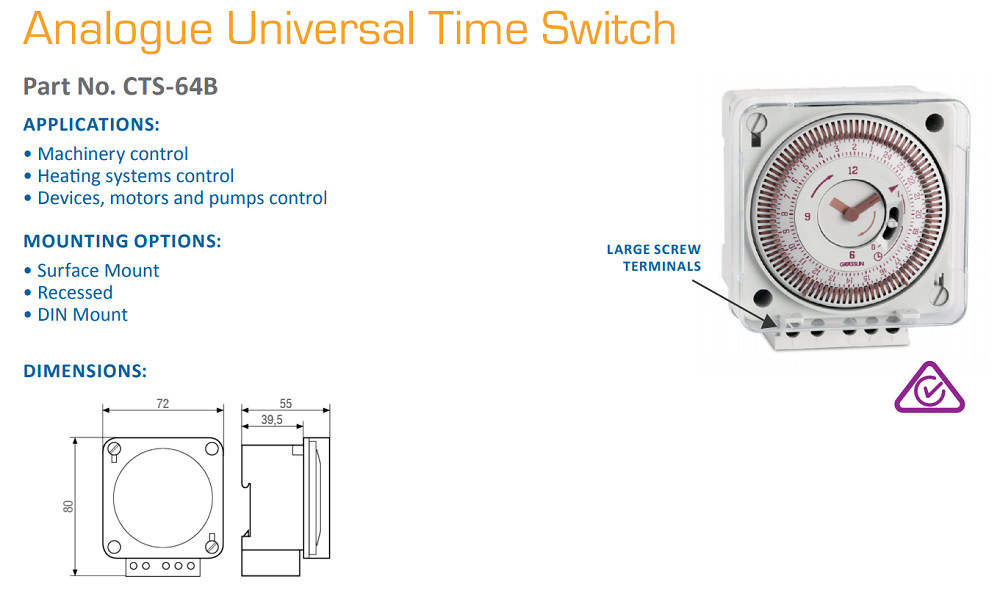 TIME SWITCH ANALOGUE 24 HR