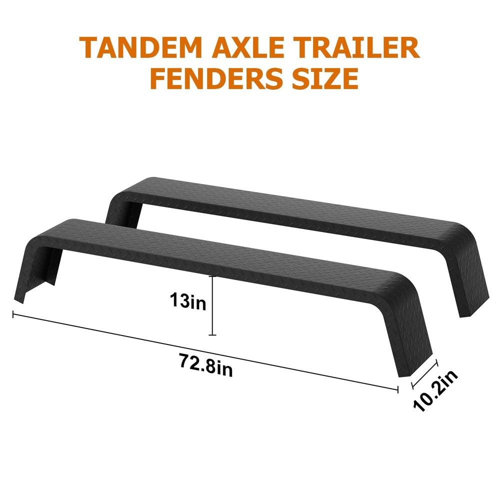 2 Pack Tandem Axle Trailer Fenders for 13"-15" Tires Car Hauler Cargo Utility