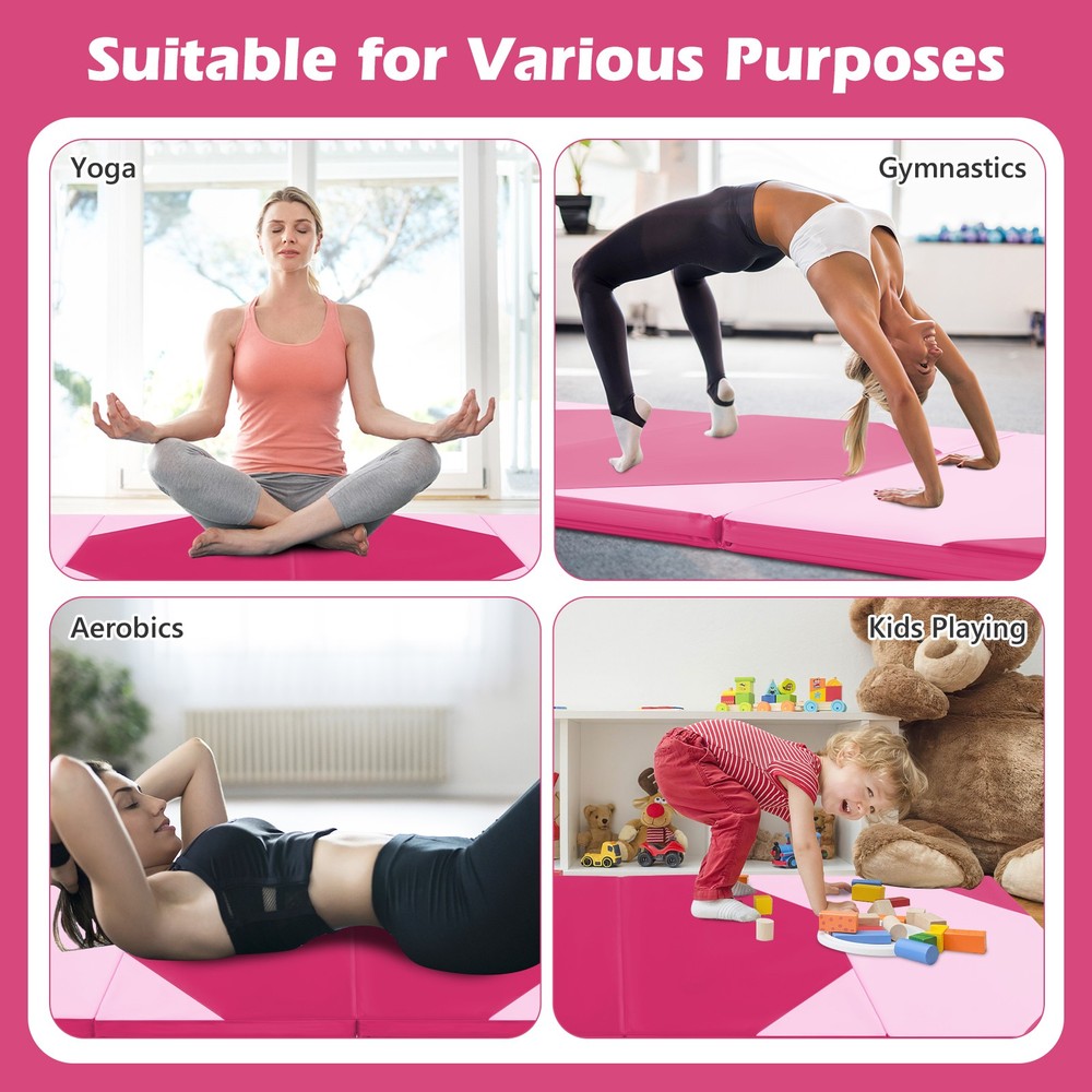 10' x 4' x 2" Folding Exercise Mat w/ Carrying Handles Hook & Loop Fasteners